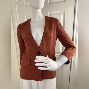 Anthropologie cartonnier burnt orange v neck blazer size XS. #352
